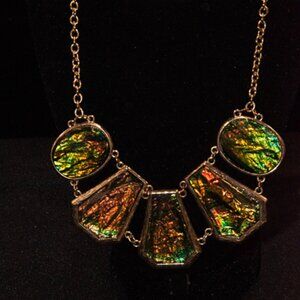 Charming Charlie Faux Amalite 16" Bib Necklace with matching Stud Earrings